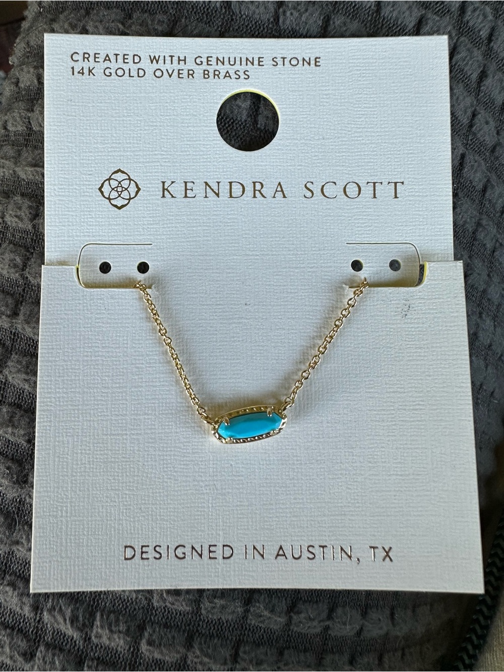 Kendra Scott Gold Over Brass Necklace with Turquoise Blue Stone